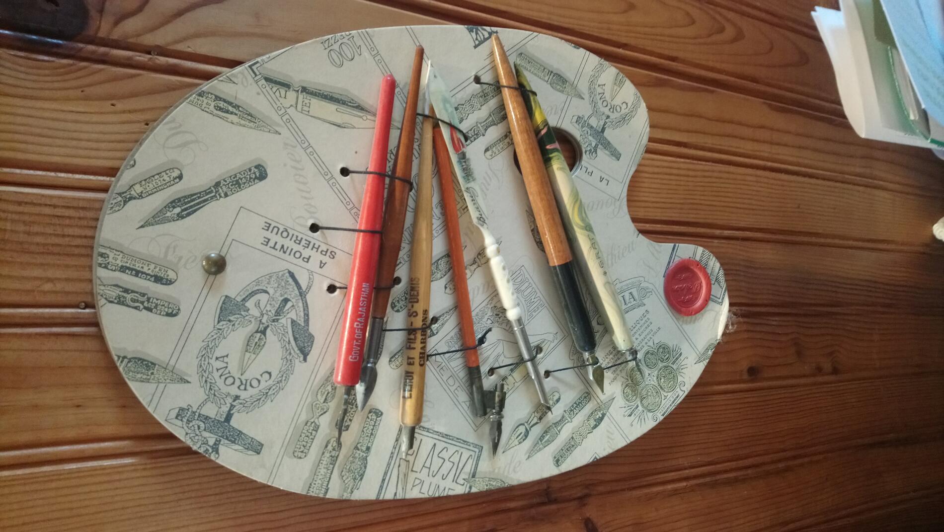 Palette et objets d'écriture