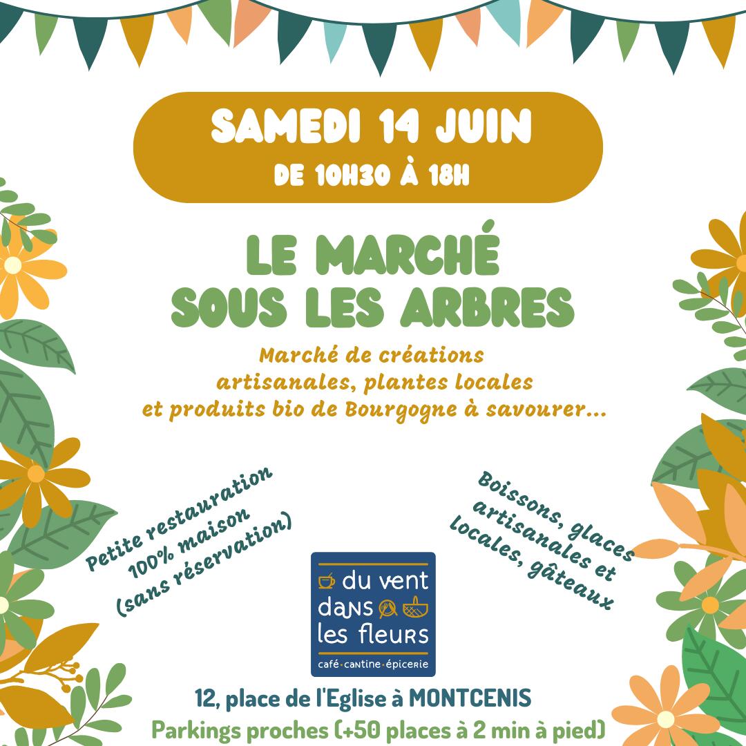 Marché sous les arbres Du vent dans les fleurs
