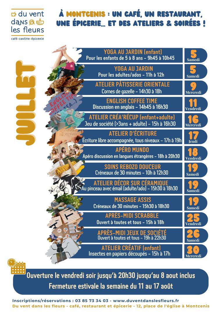 Programme juillet 2025