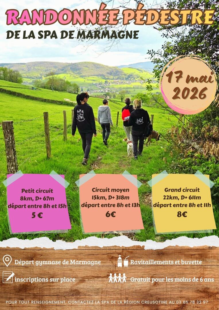 Randonnée pédestre de la SPA de Marmagne 2026