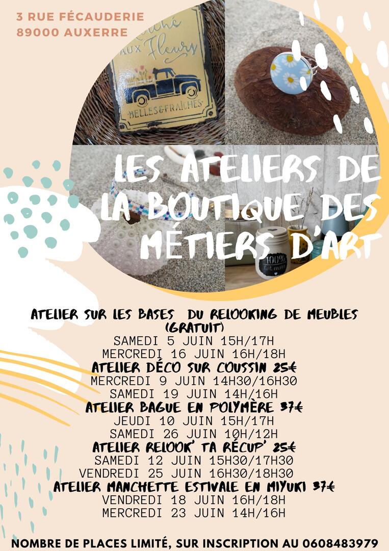 LES ATELIERS DE LA BOUTIQUE DES MÉTIERS D'ART
