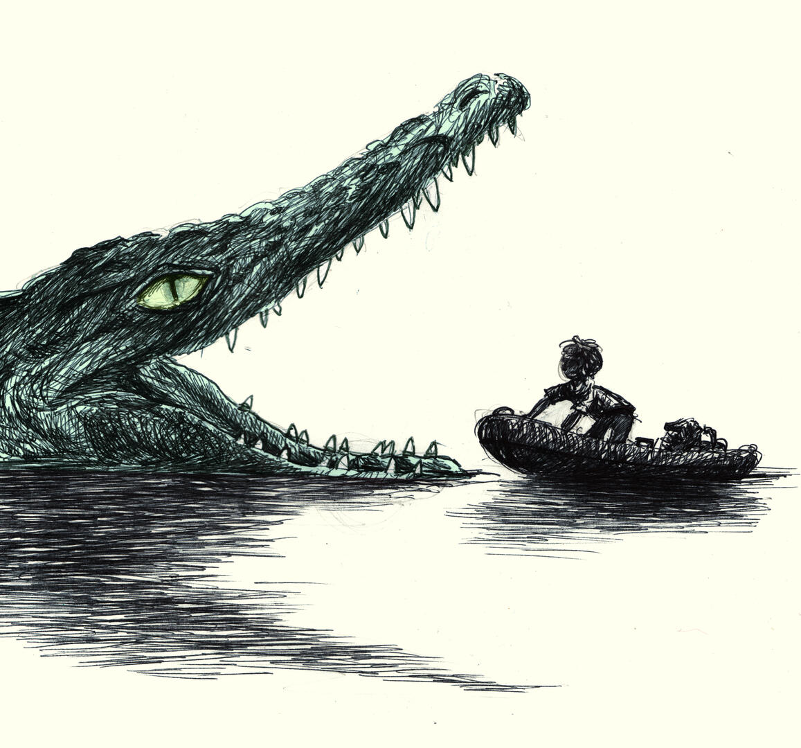 Dans la mer, il y a des crocodiles