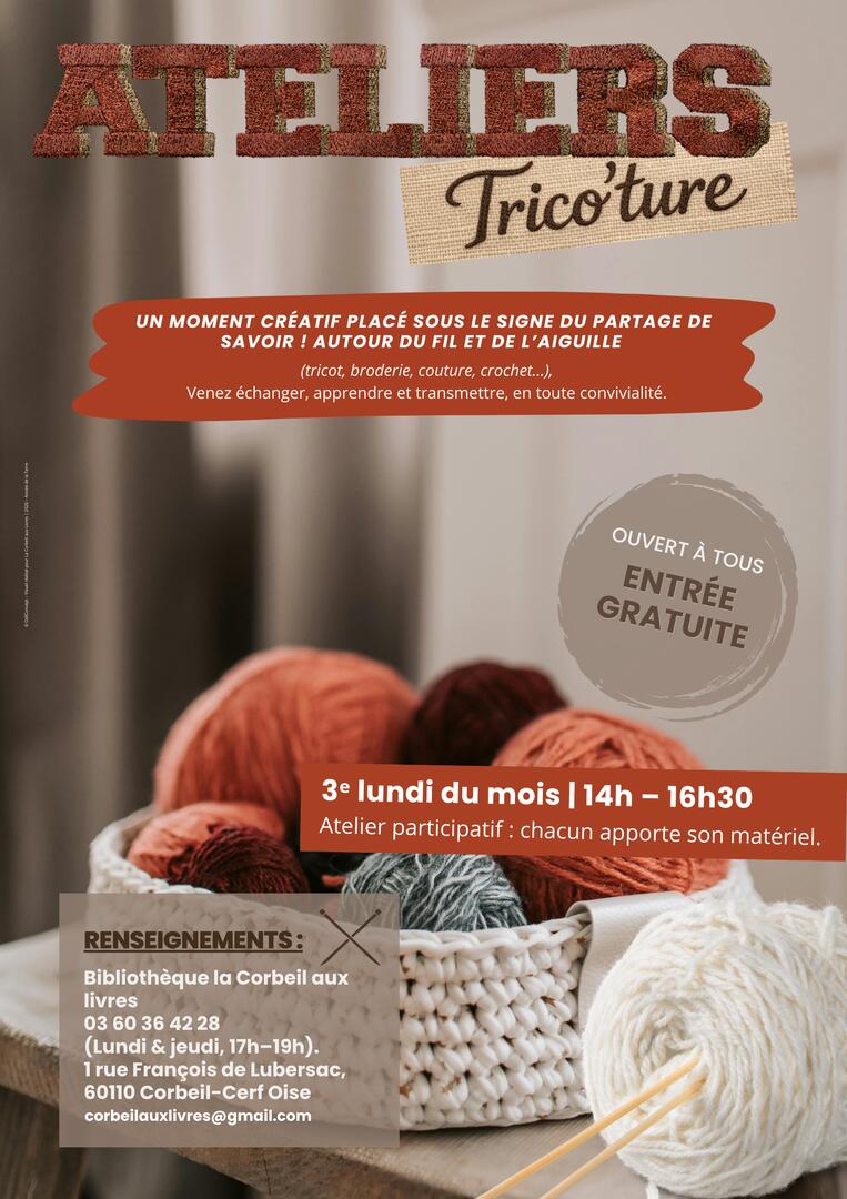 ATELIERS TRICO’TURE - Bibliothèque La Corbeil aux Livres – Corbeil-Cerf