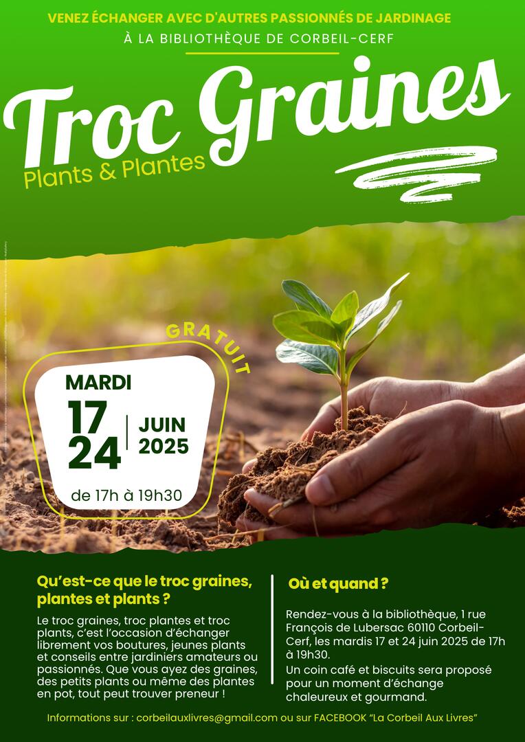 TROC GRAINES, PLANTS & PLANTES À LA BIBLIOTHÈQUE DE CORBEIL-CERF
