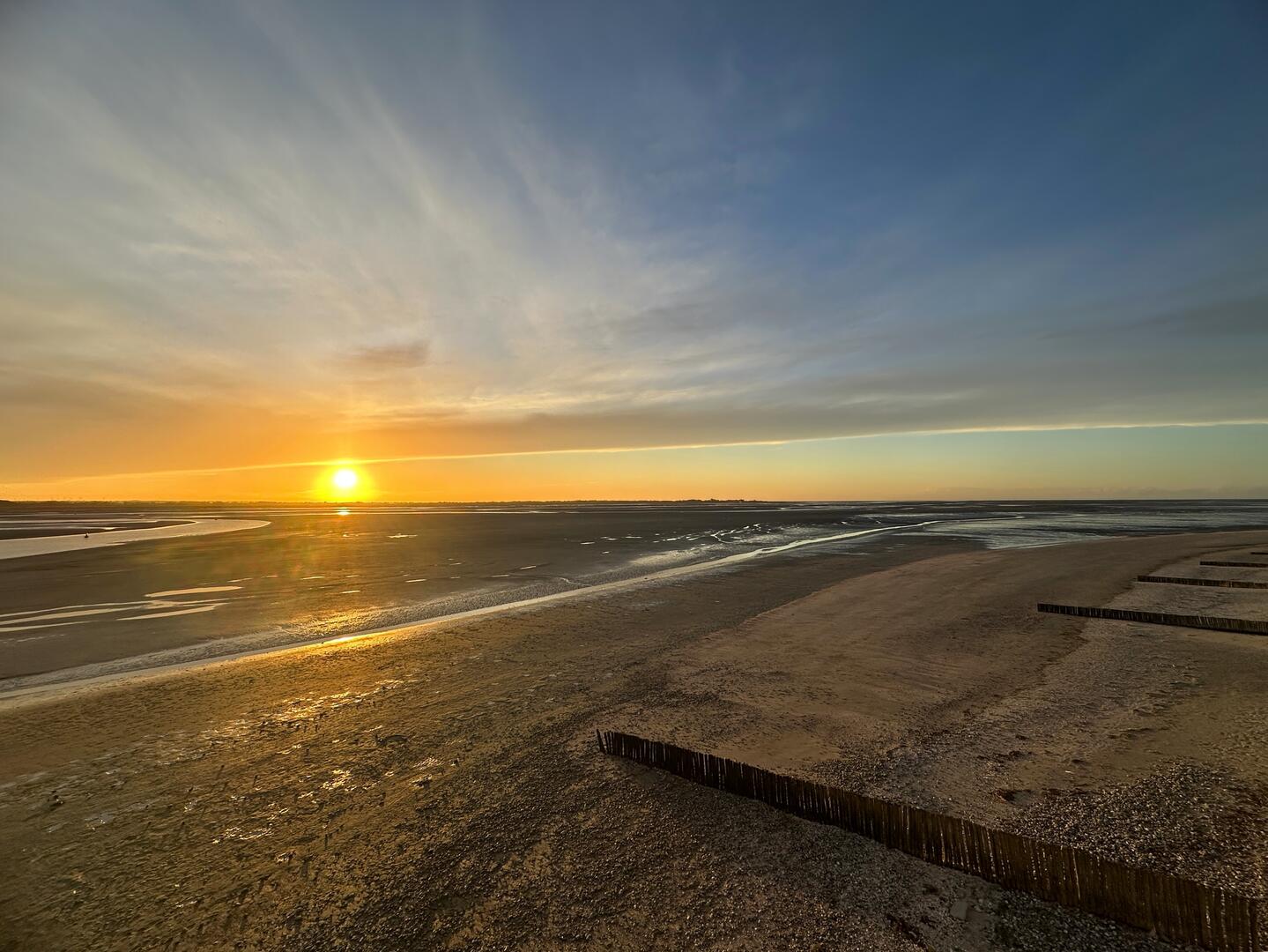 Coucher de soleil en baie de Somme