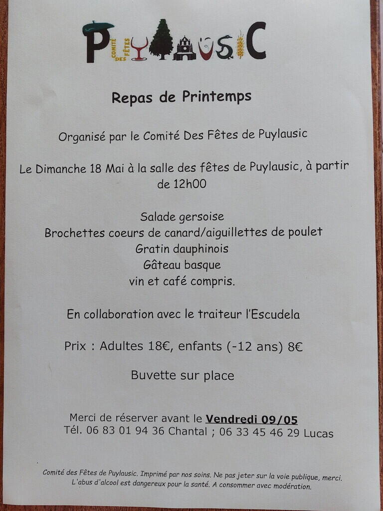 Affiche repas Puylausic