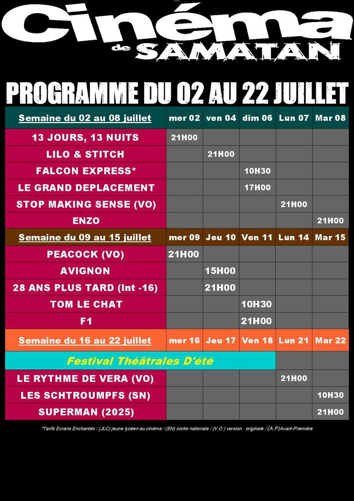 Programme cinéma