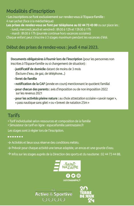 Modalités d'inscription