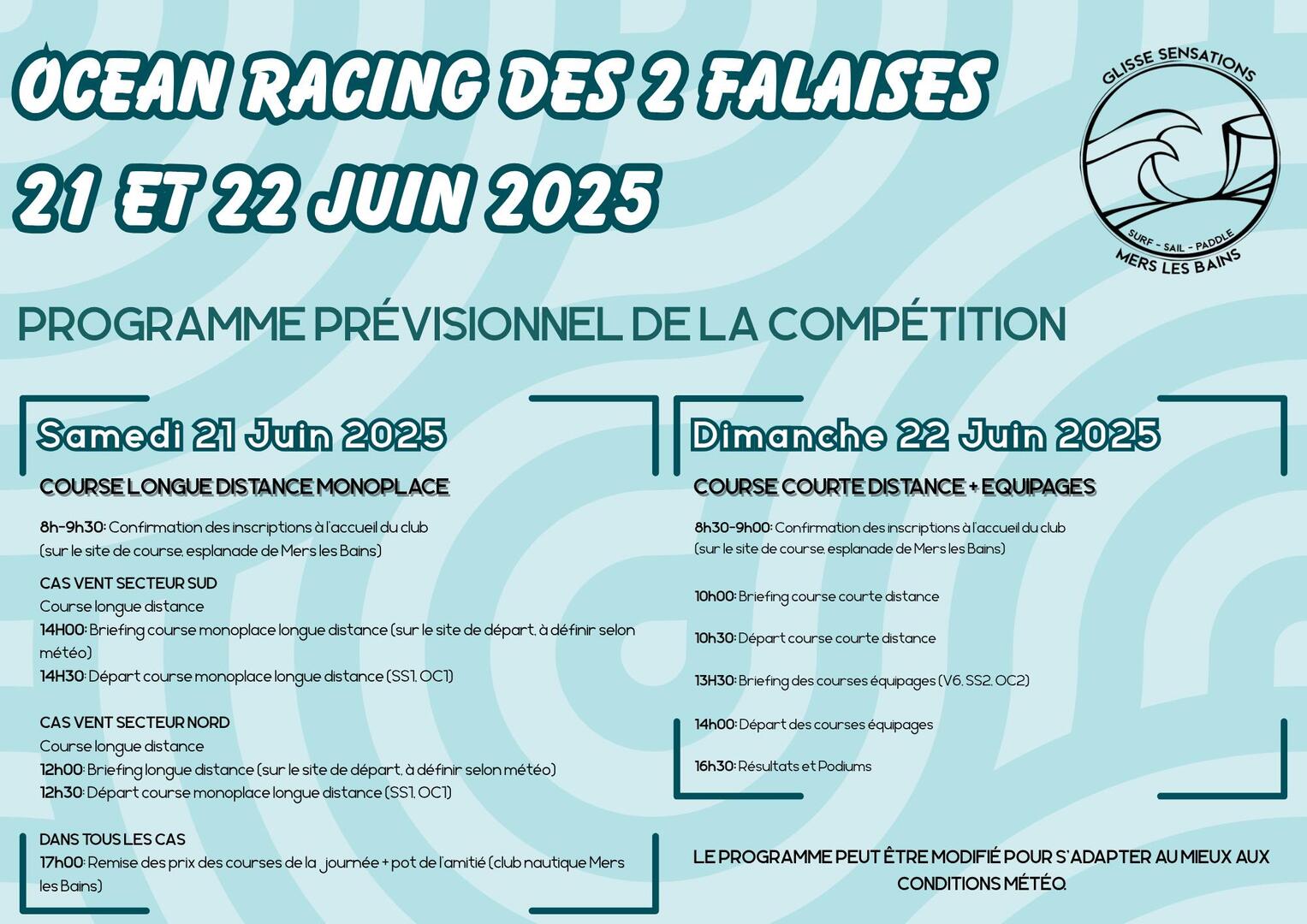 ocean racing des 2 falaises 21 et 22 juin programme