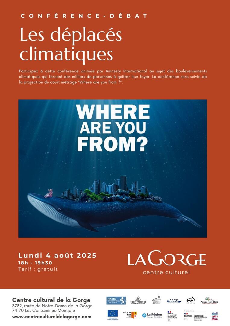 Conférence « Les déplacés climatiques » présentée par Amnesty International au Centre Culturel de la Gorge_Les Contamines-Montjoie