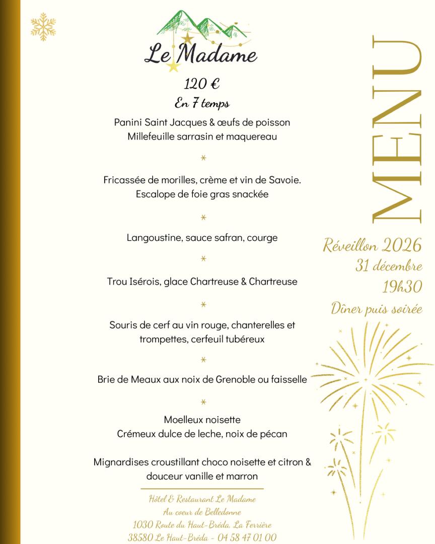 Menu du réveillon 31.12