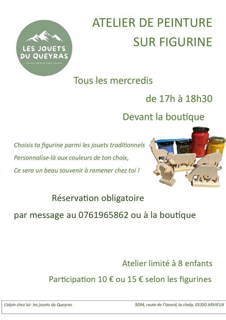 Atelier peinture sur des figurines en bois_Arvieux