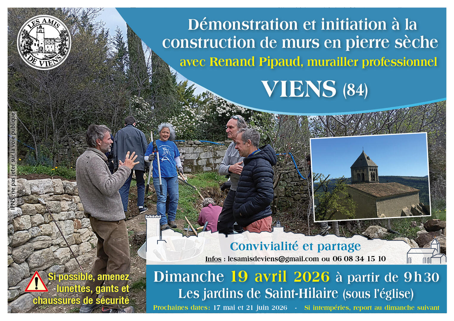 Démonstration et initiation à la construction de murs en pierre sèche avec Renand Pipaud, murailler professionnel_Viens