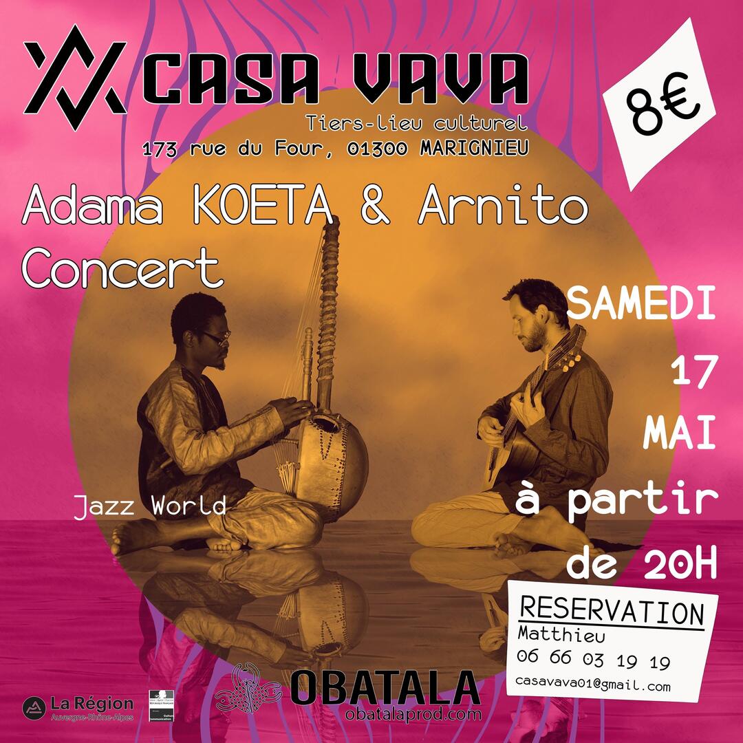 Concert de Jazz World avec Adama Koeta et Arnito à Casa Vava