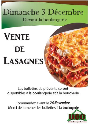 Vente de lasagnes