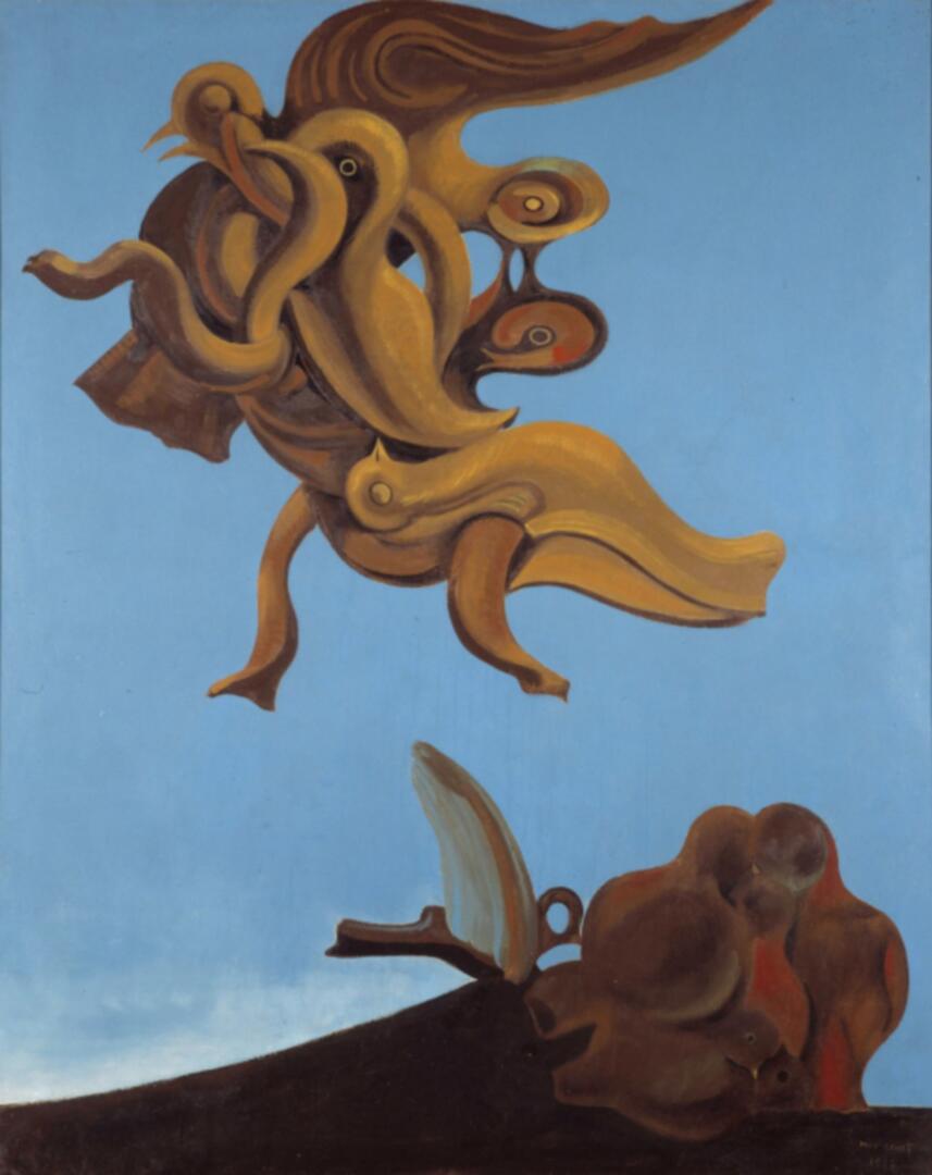 Max Ernst, Monument aux oiseaux, 1927, huile sur toile, 162 x 130 cm, Musée Cantini, Marseille. Photo © Ville de Marseille, Dist. RMN-Grand Palais / Benjamin Soligny / Raphaël Chipault