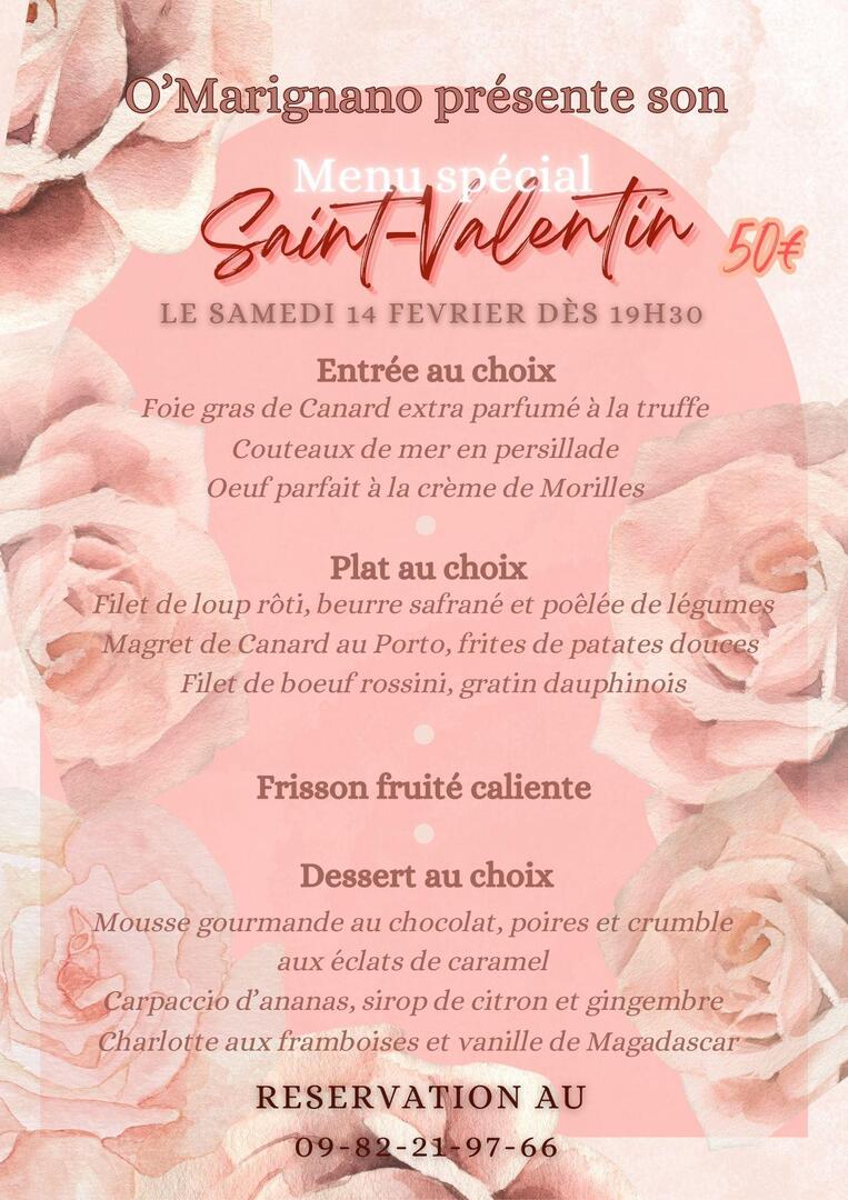 Soirée spéciale Saint-Valentin au restaurant O'Marignano