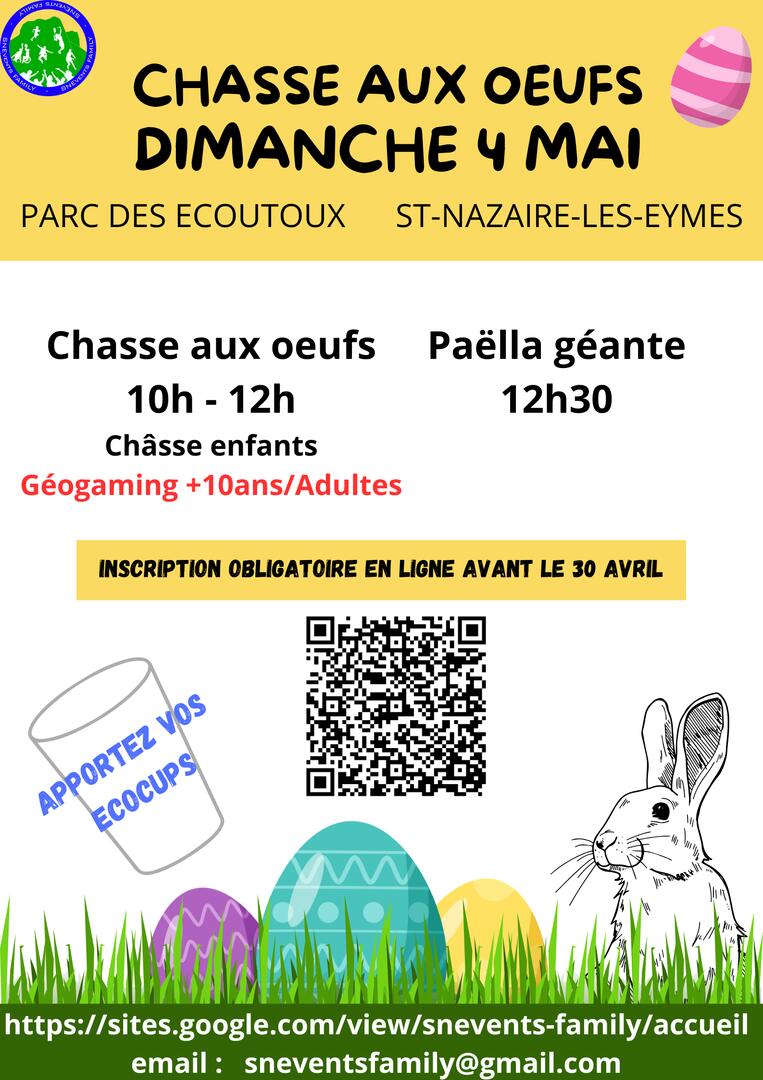 AFFICHE CHASSE AUX OEUFS + PAELLA