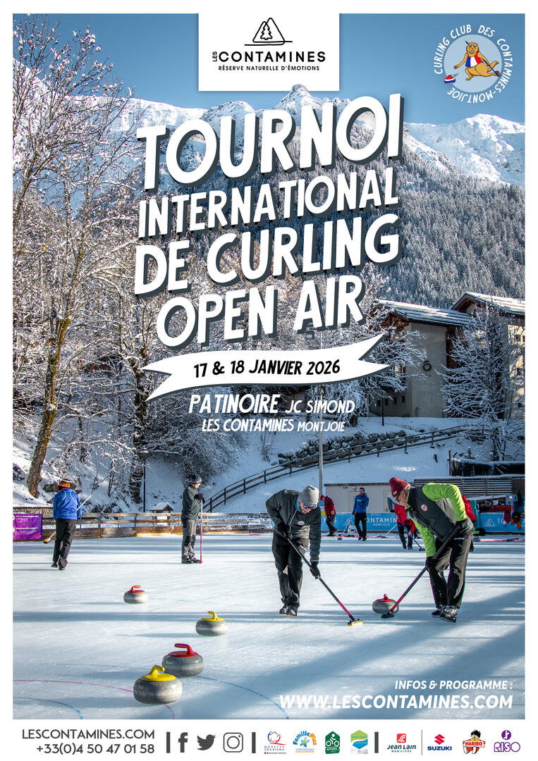 Affiche tournoi international de curling Open air Les Contamines