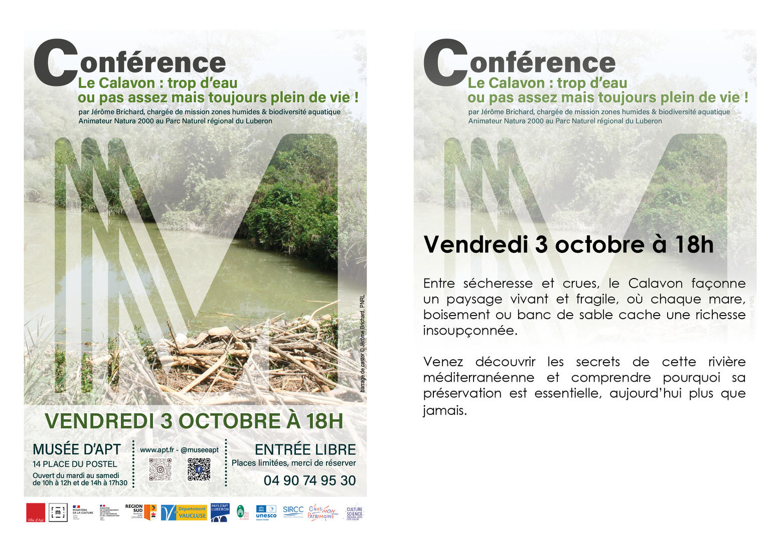 Conférence "Le Calavon : trop d'eau ou pas assez mais toujours plein de vie!"_Apt