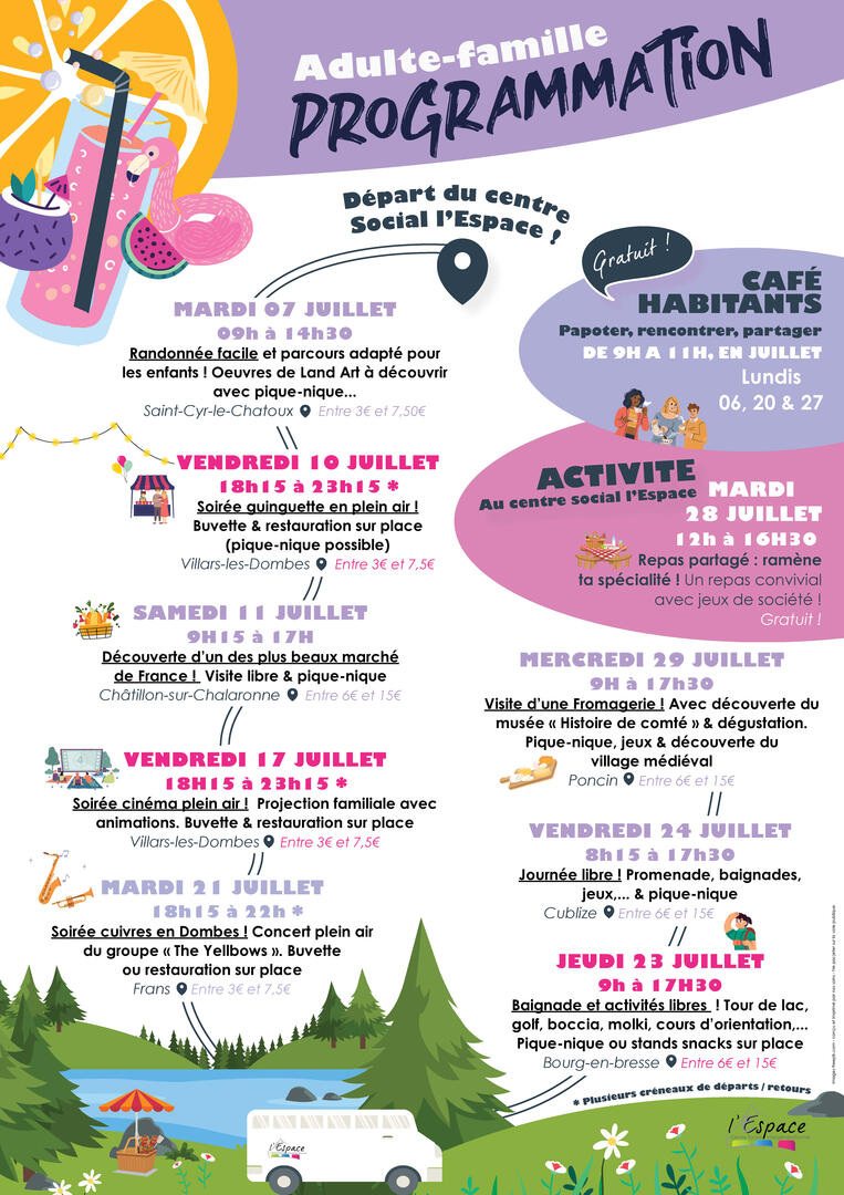 Programmation adulte famille été 2026