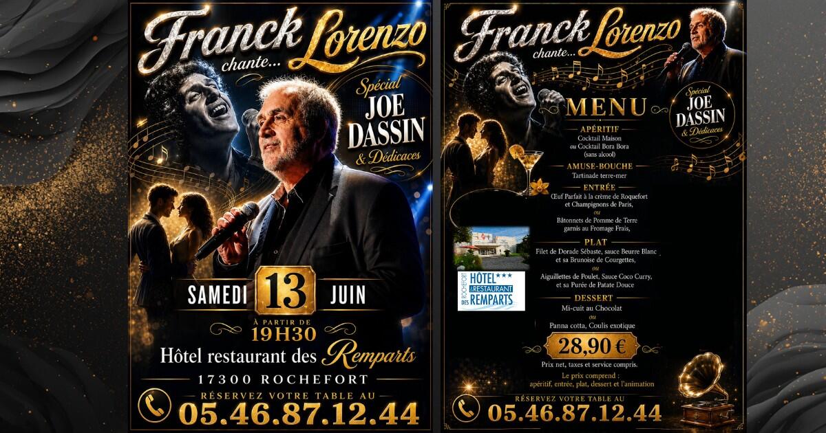 Dîner concert spécial Joe Dassin avec Franck LORENZO_Rochefort