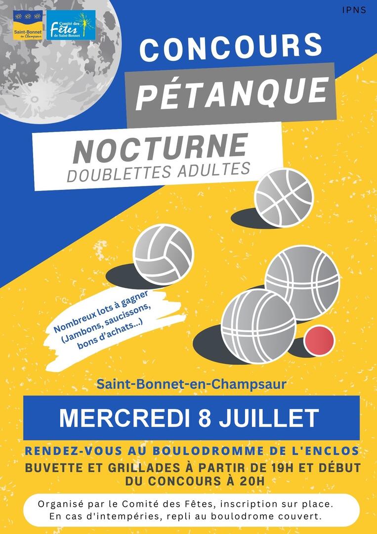 Concours pétanque nocturne à St Bonnet