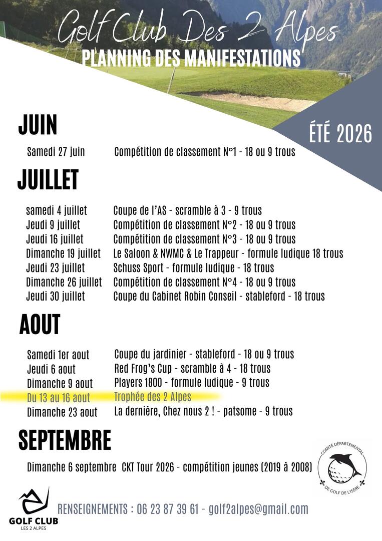Coupe du jardinier - stableford - 18 ou 9 trous_Les Deux Alpes