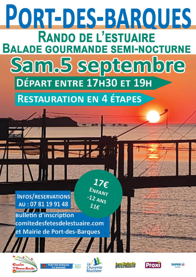 Randonnée de l'estuaire : Balade gourmande semi-nocturne_Port-des-Barques