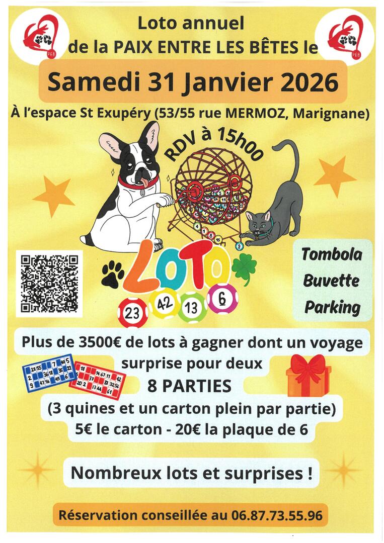 Super loto de l'association La paix entre les bêtes