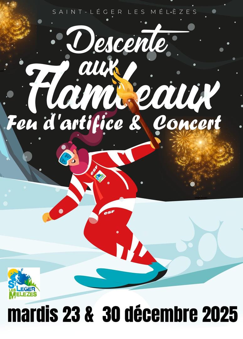 Descente aux flambeaux, concert et feu d'artifice_Saint-Léger-les-Mélèzes