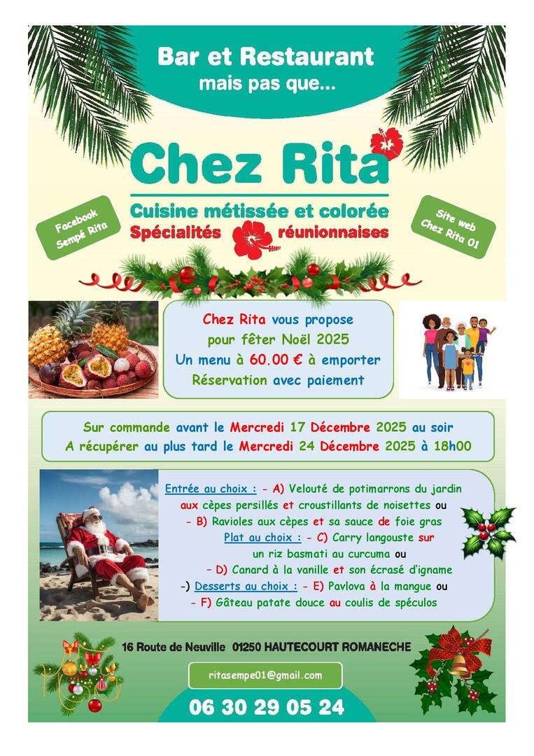 Menu de Noël Chez Rita_A emporter