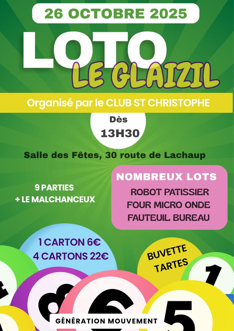 LOTO du Club St Christophe du Glaizil