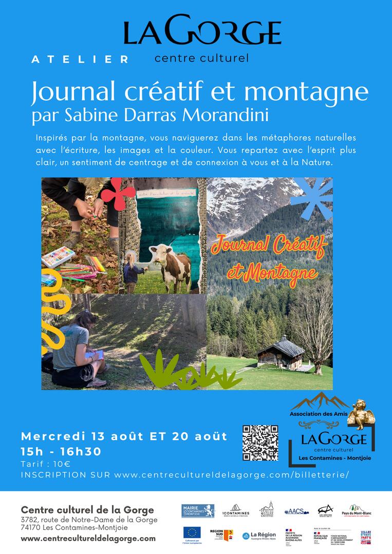 Atelier Journal créatif et montagne avec Sabine Darras Morandini au Centre Culturel de la Gorge_Les Contamines-Montjoie