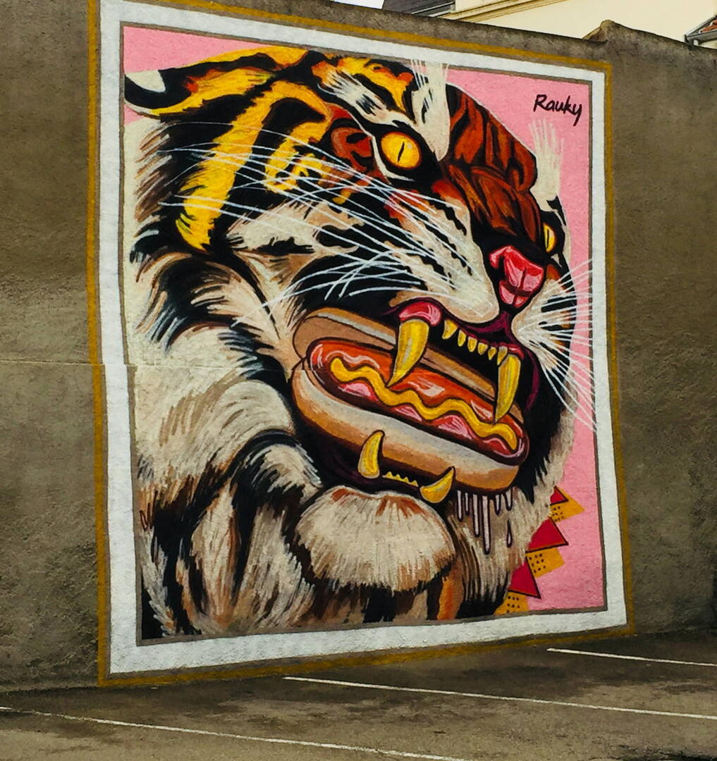 Rauky, mur peint Roche-La-Molière