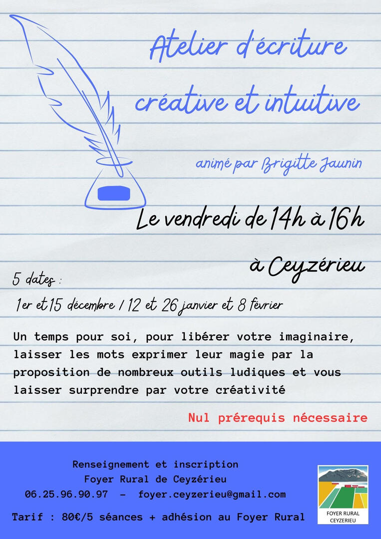 Atelier d'écriture créative et intuitive