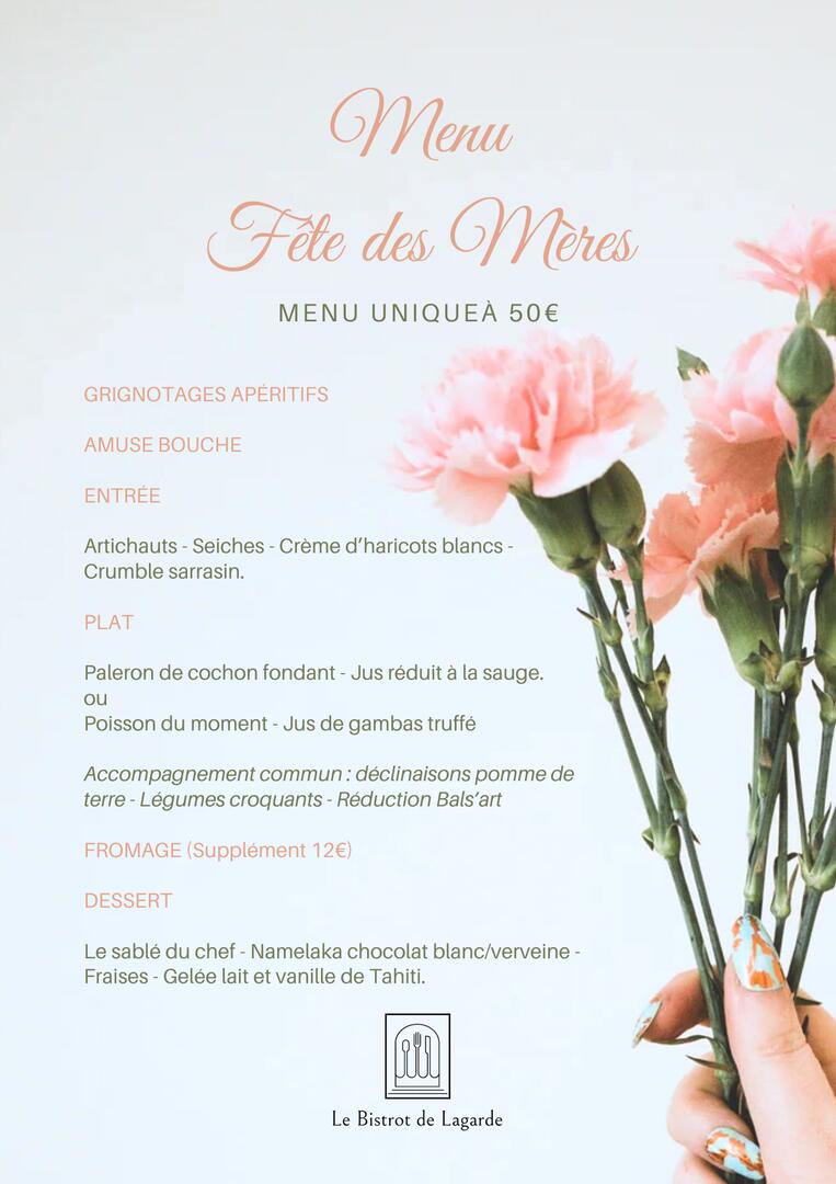 Menu Fête des Mères
