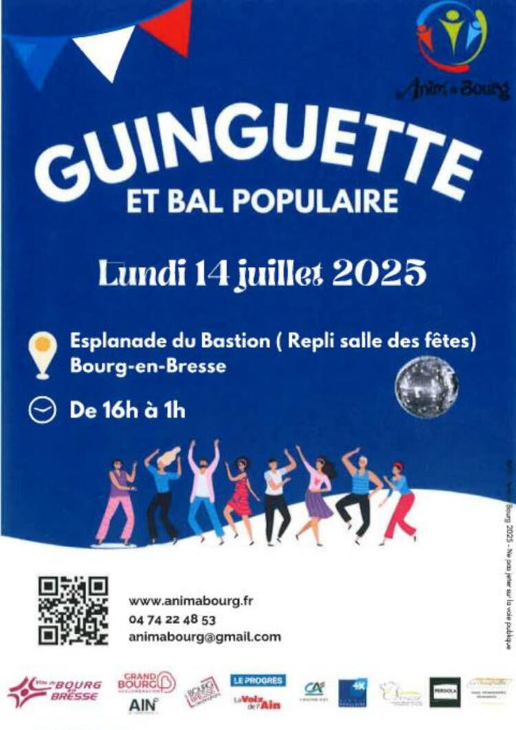 Affiche Guinguette et Bal Populaire du 14 juillet_Bourg-en-Bresse