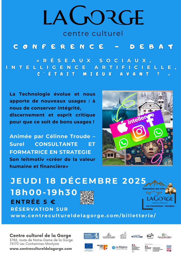 Conférence "Réseaux sociaux, intelligence artificielle, c'était mieux avant ?" au Centre Culturel de la Gorge_Les Contamines-Montjoie