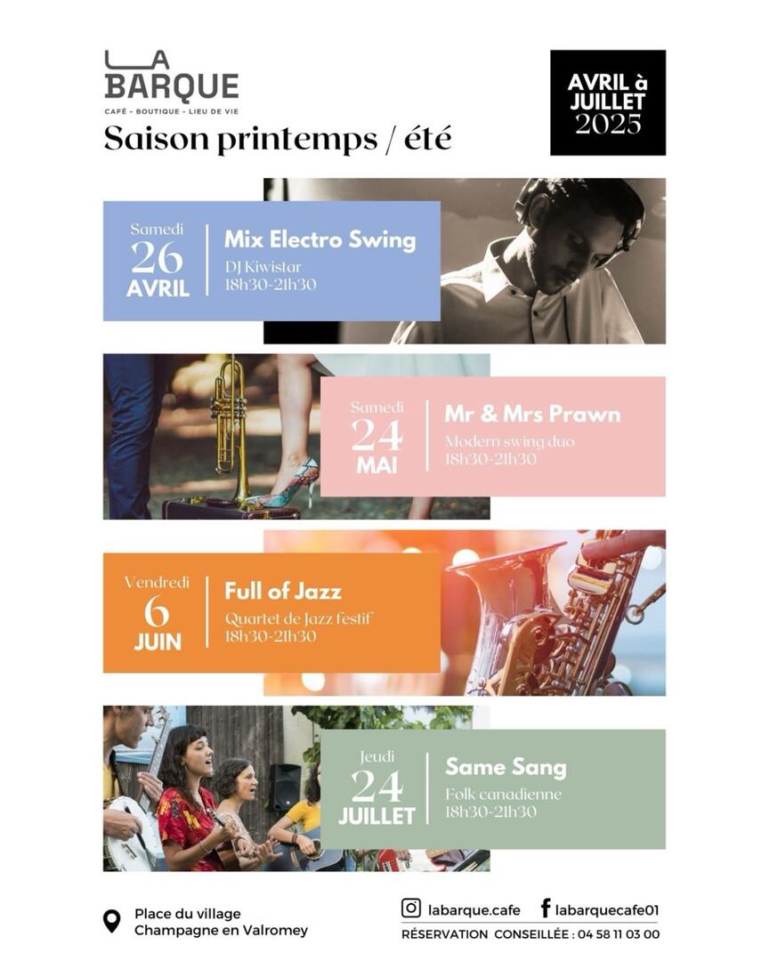 Concert de modern swing duo avec Mr & Ms Prawn à la Barque_Champagne-en-Valromey