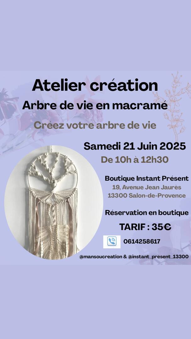 Atelier : Venez créer votre arbre de vie en macramé_Salon-de-Provence