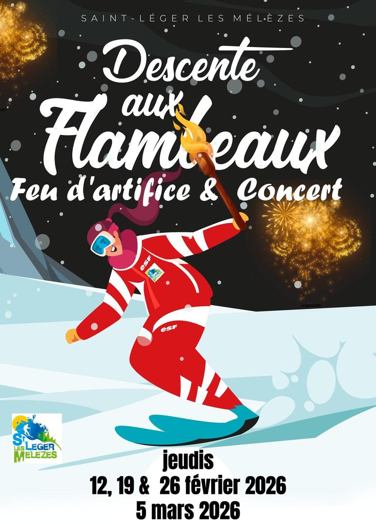 Descente aux flambeaux, concert et feu d'artifice_Saint-Léger-les-Mélèzes