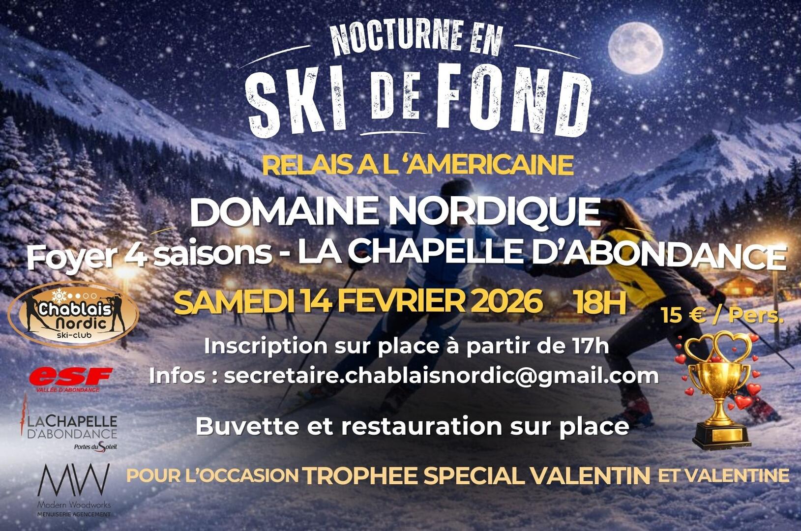 Relais à l'américaine - Nocturne en ski de fond_La Chapelle-d'Abondance
