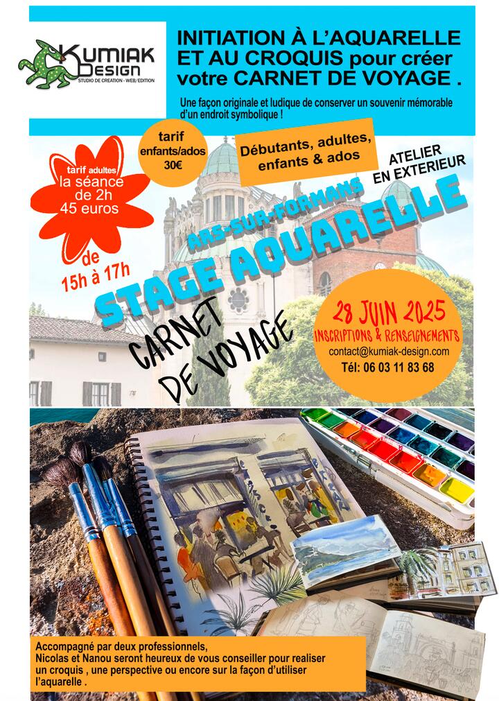 Stage aquarelle : Carnet de voyage_Ars-sur-Formans