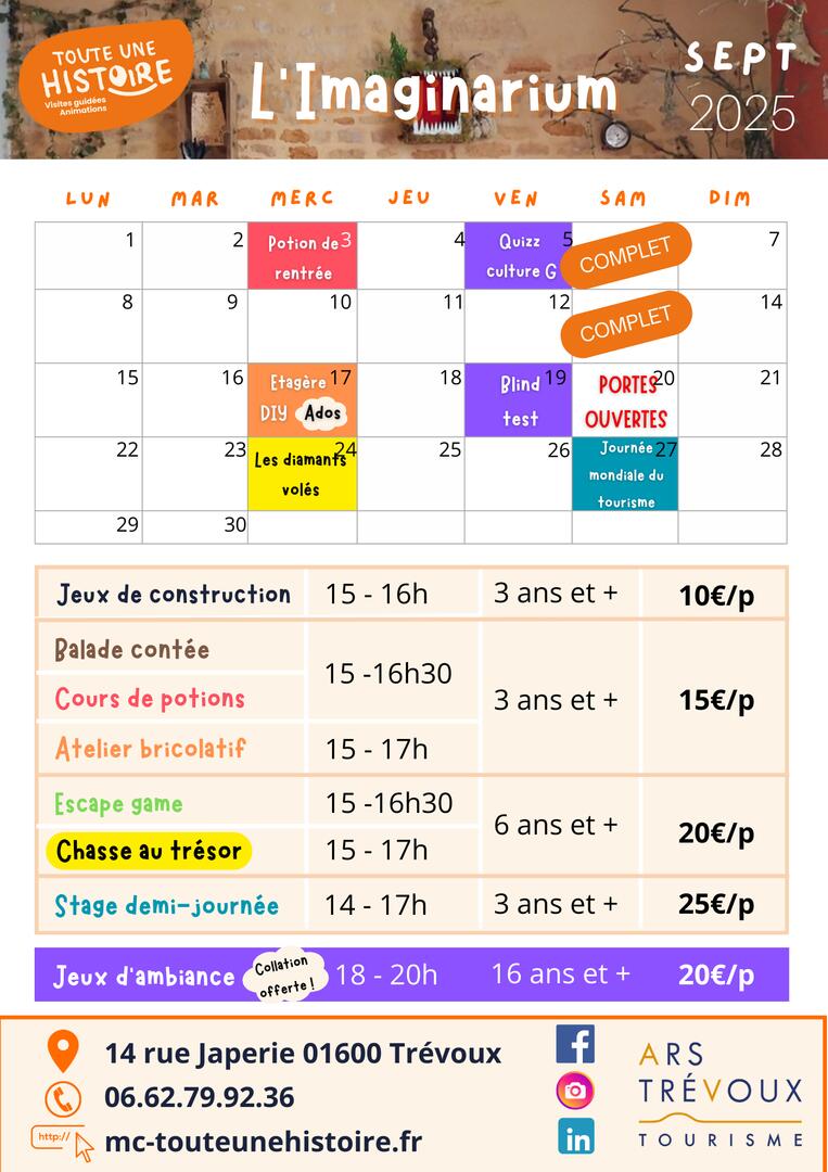 Animations l'Imaginarium au mois de septembre_Trévoux