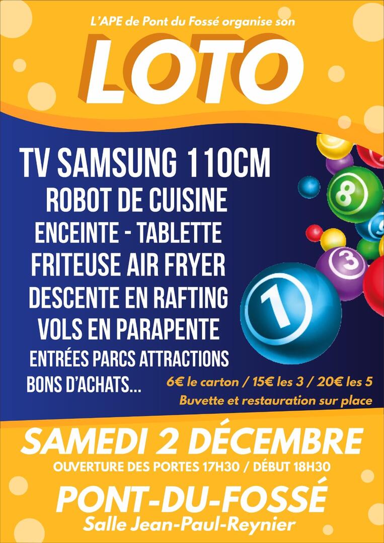 Loto, association des parents d'élèves de Pont du Fossé