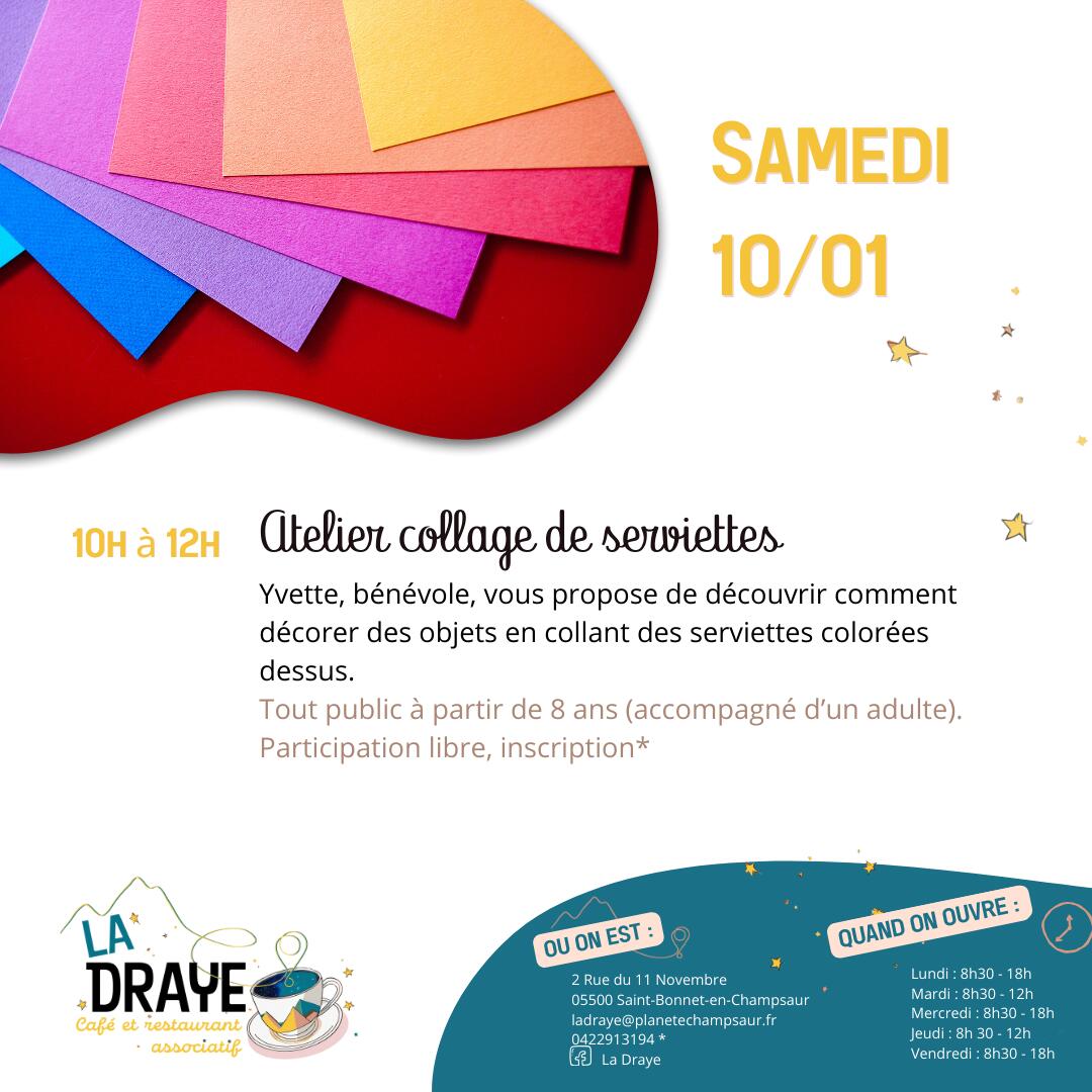 Atelier collage de serviettes