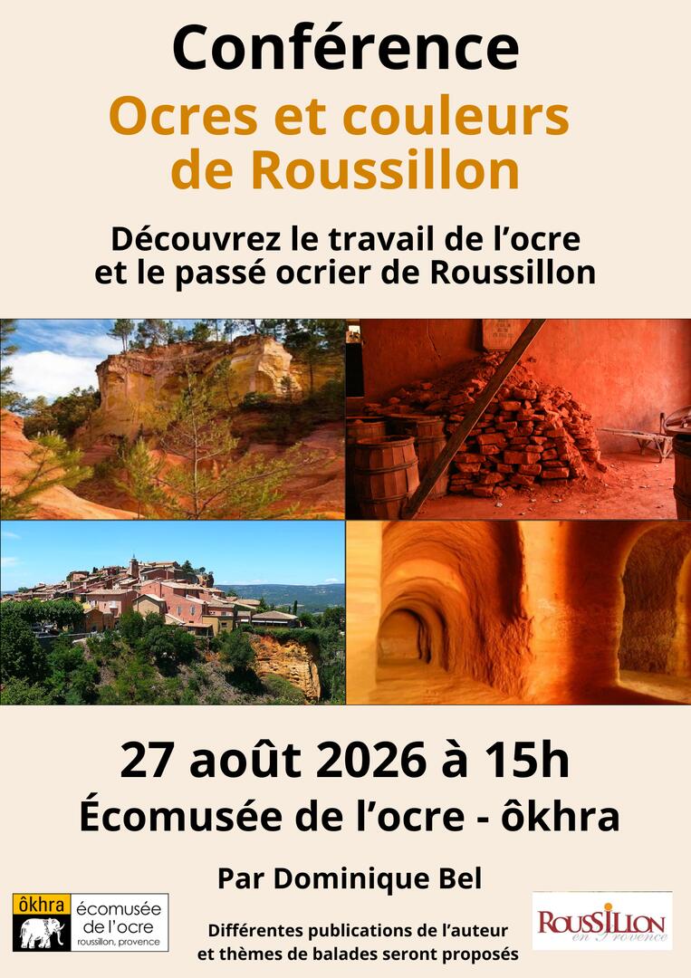 Affiche conférence "Ocres et couleurs de Roussillon" par Dominique Bel