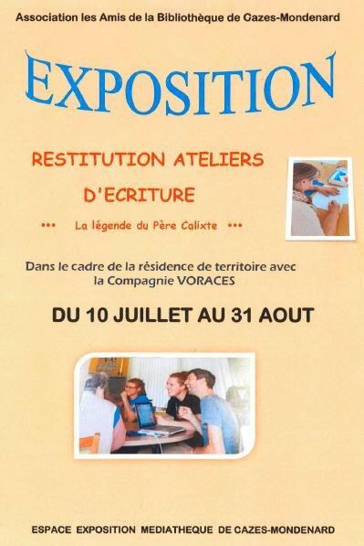 Exposition : Restitution des ateliers d'écritures_Cazes-Mondenard