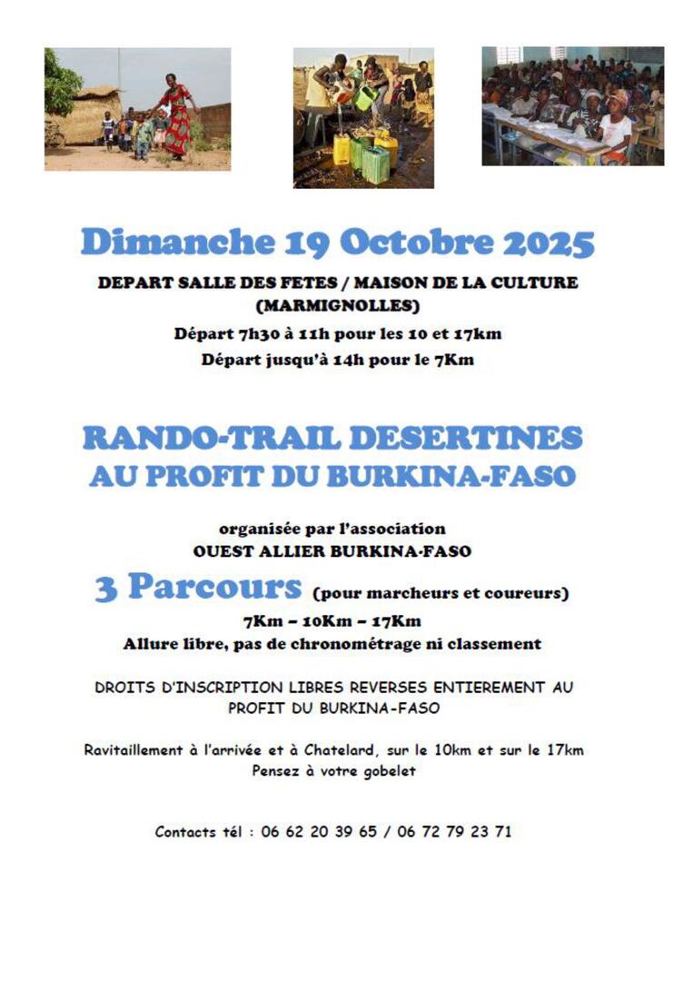 Randos, trail et marche au profit du Burkina Faso_Désertines